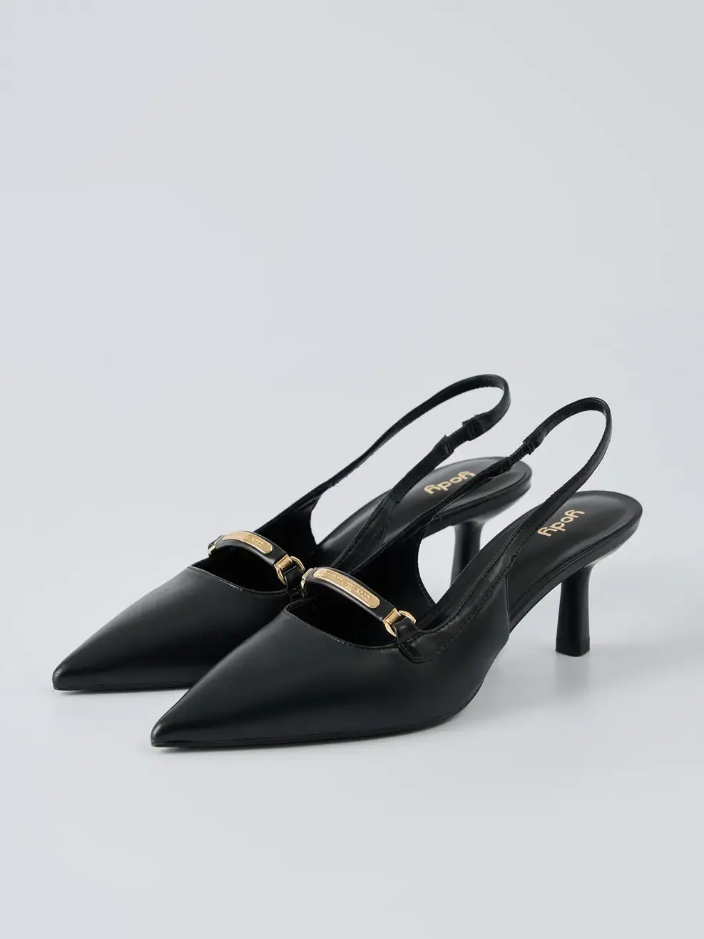 Women’s Pointed Toe Slingback Heels with Gold Accent