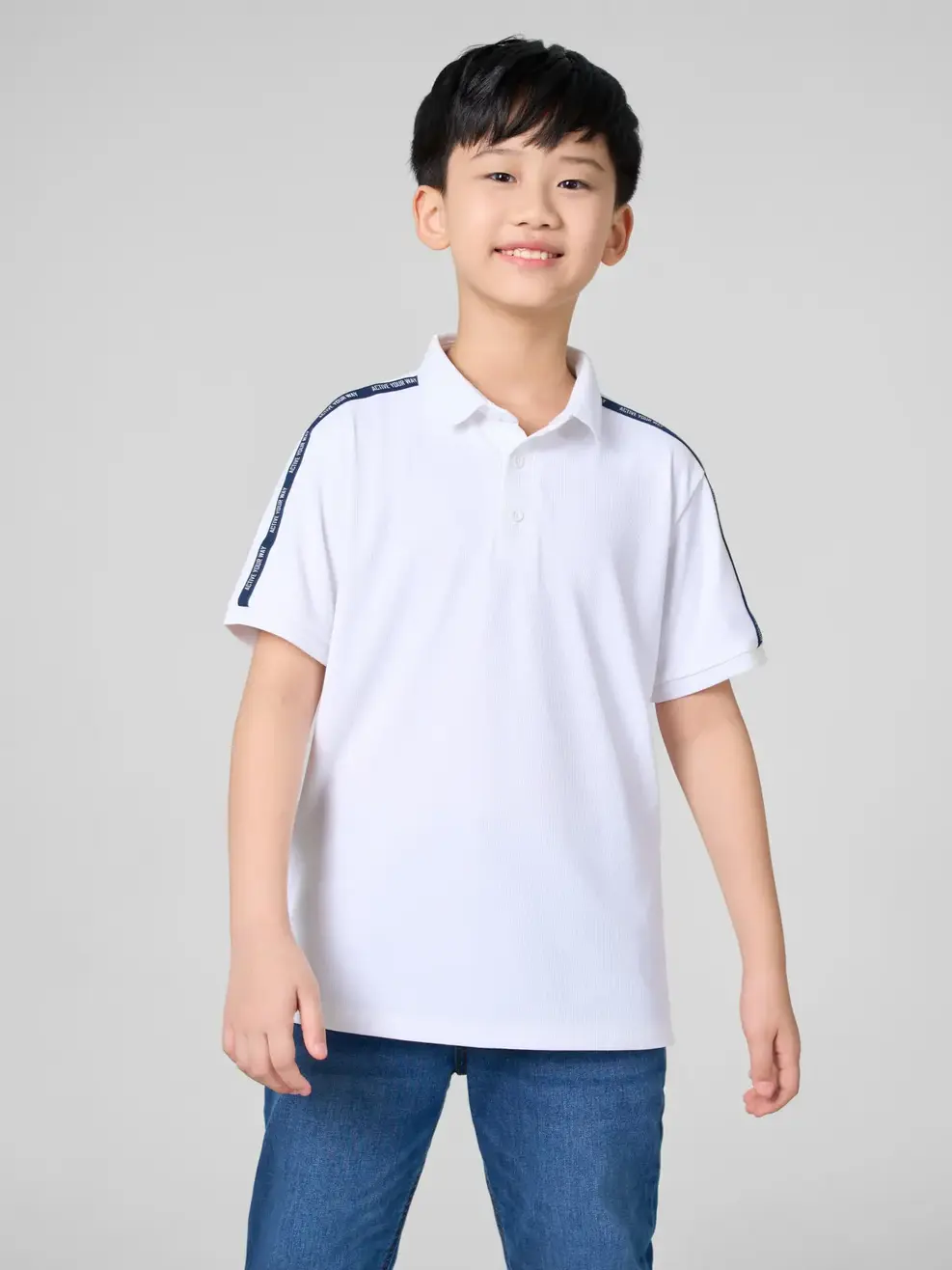 Kids' Waffle Stretch Polo Shirt